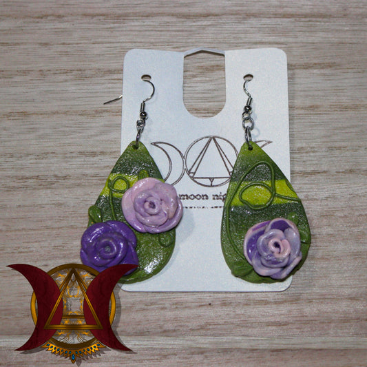 lila roses earrings